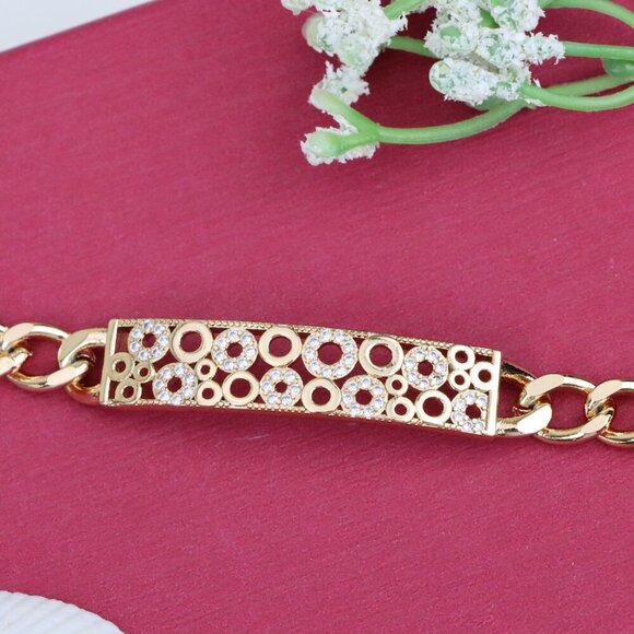 "Rose Gold Bracelet with Bubble Circle Design and Stone Accents, XPBL0932 - Picture 10 of 12